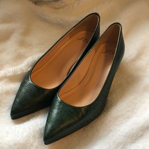 JCrew croc embossed pumps green